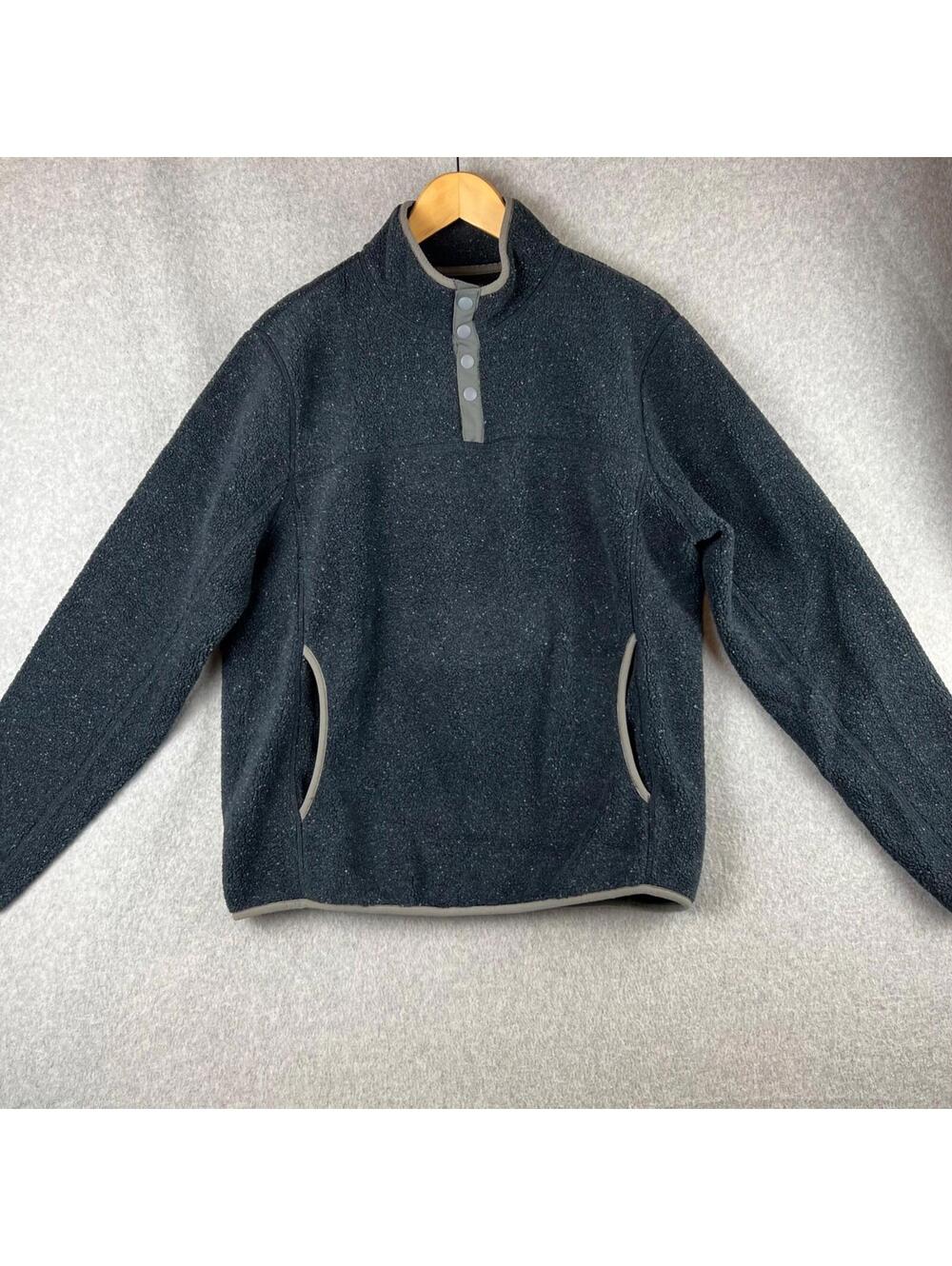 J. Crew Nordic Pullover Fleece Quarter Button Sweater Mens M Navy Speckled